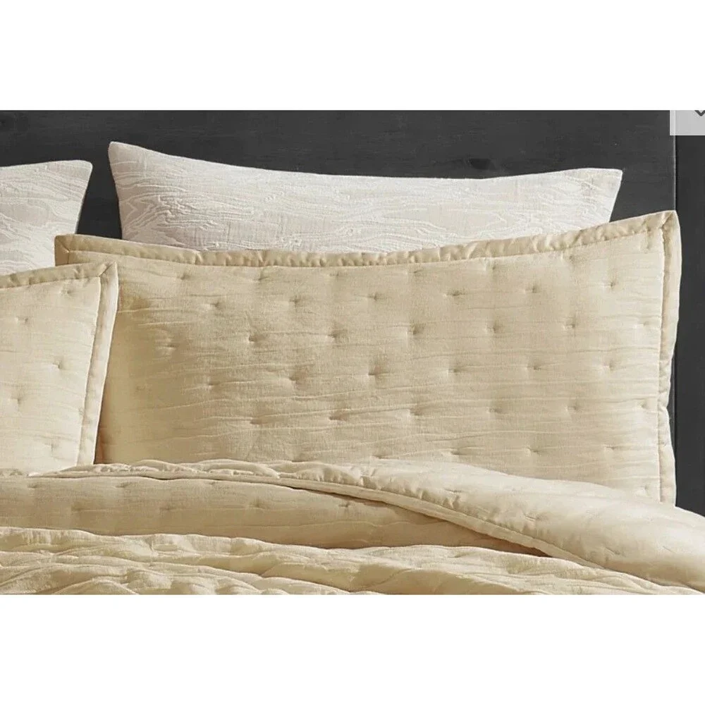 Donna Karan Meditate Luxury Standard Pillow Sham Shams Gold Set Of 2 Linen Silk